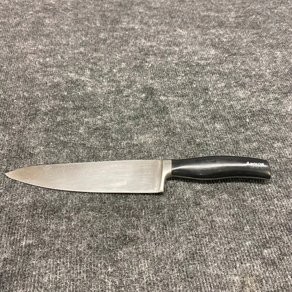 Anolon Classic 8 Inch Chef Knife Fully Forged High Carbon Steel Black Handle